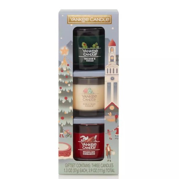 Yankee Candle Set of 3 Mini Candles - Balsam & Cedar, Christmas Cookie, Sparkling Cinnamon - Medaid International