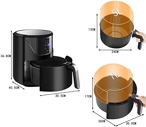 7L Large Air Fryer, 1800W + Digital Touch Screen - Black - Medaid International