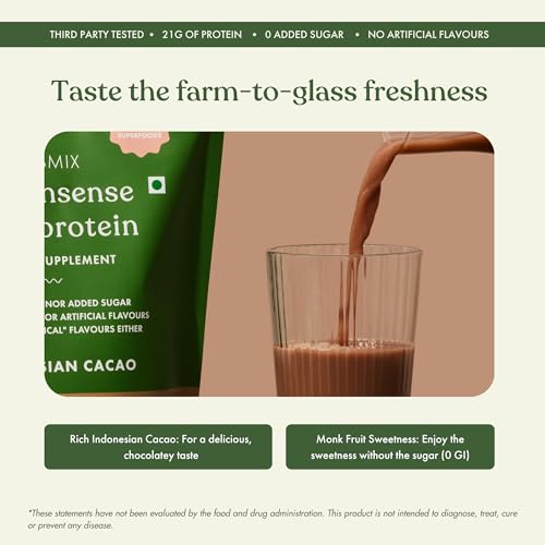 cosmix No Nonsense Plant Protein, Organic Brown Rice & Pea Isolate, Easy Digestion, 24G Protein/Serving, Gluten & Lactose Free Real Indonesian Cacao 500 G (Pack of 1) - Medaid International