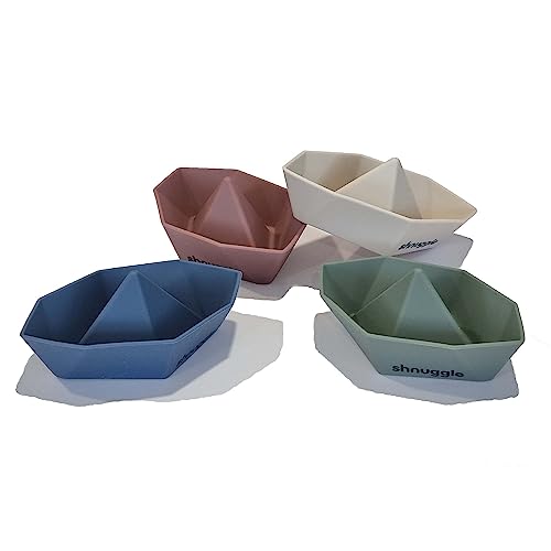 Shnuggle Stack n Sail Bath Boats | Set of 4 Silicone Bath Toys | Stackable Play Toys for Baby & Toddler - Medaid International
