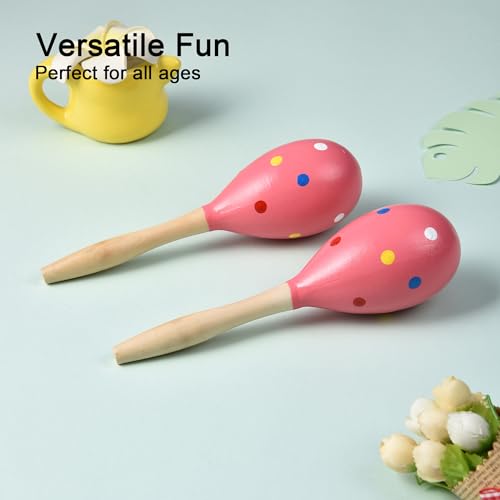 TDOCK Maracas for Adults Kids Babies, Wooden Maracas Shaker Musical Instrument, Pink - Medaid International