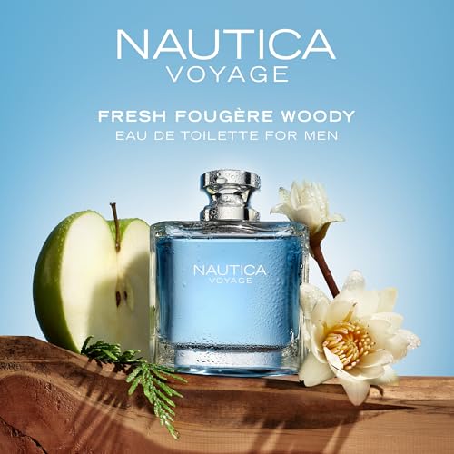 Nautica Voyage Eau De Toilette, Cologne and Fragrance For Men, Fresh, Romantic, Fruity Scent Woody, Aquatic Notes of Apple, Water Lotus, Cedarwood, and Musk Ideal Day Wear, Long Lasting 3.3Fl oz - Medaid International