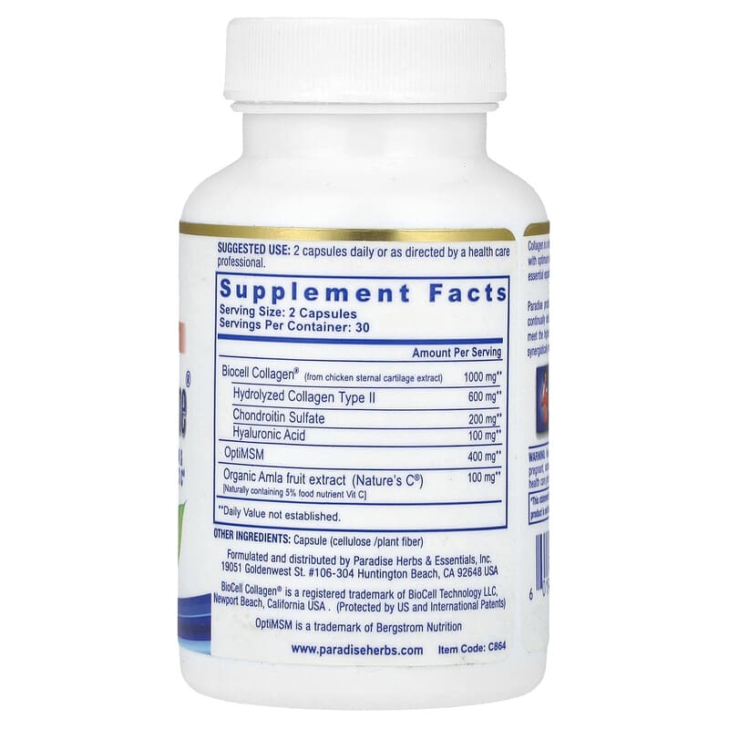Paradise Herbs, Collagen Type II, OptiMSM & Nature's , 60 Capsules - Medaid International