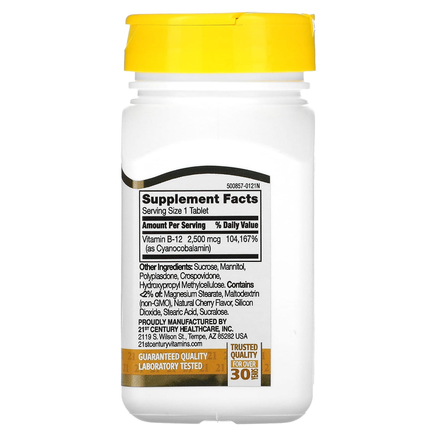 21st Century, B-12, Cherry, 2,500 mcg, 110 Sublingual Tablets - Medaid International