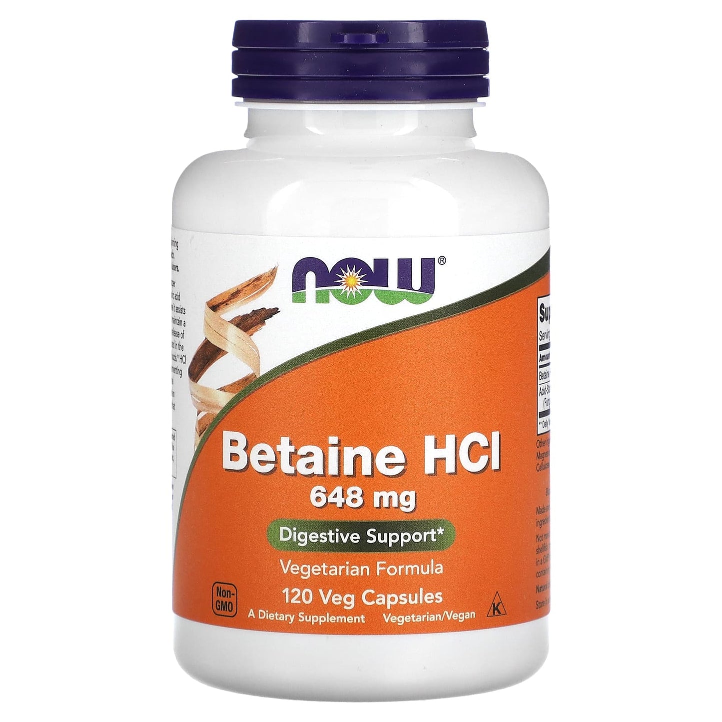 NOW Foods, Betaine HCl, 648 mg, 120 Veg Capsules - Medaid International