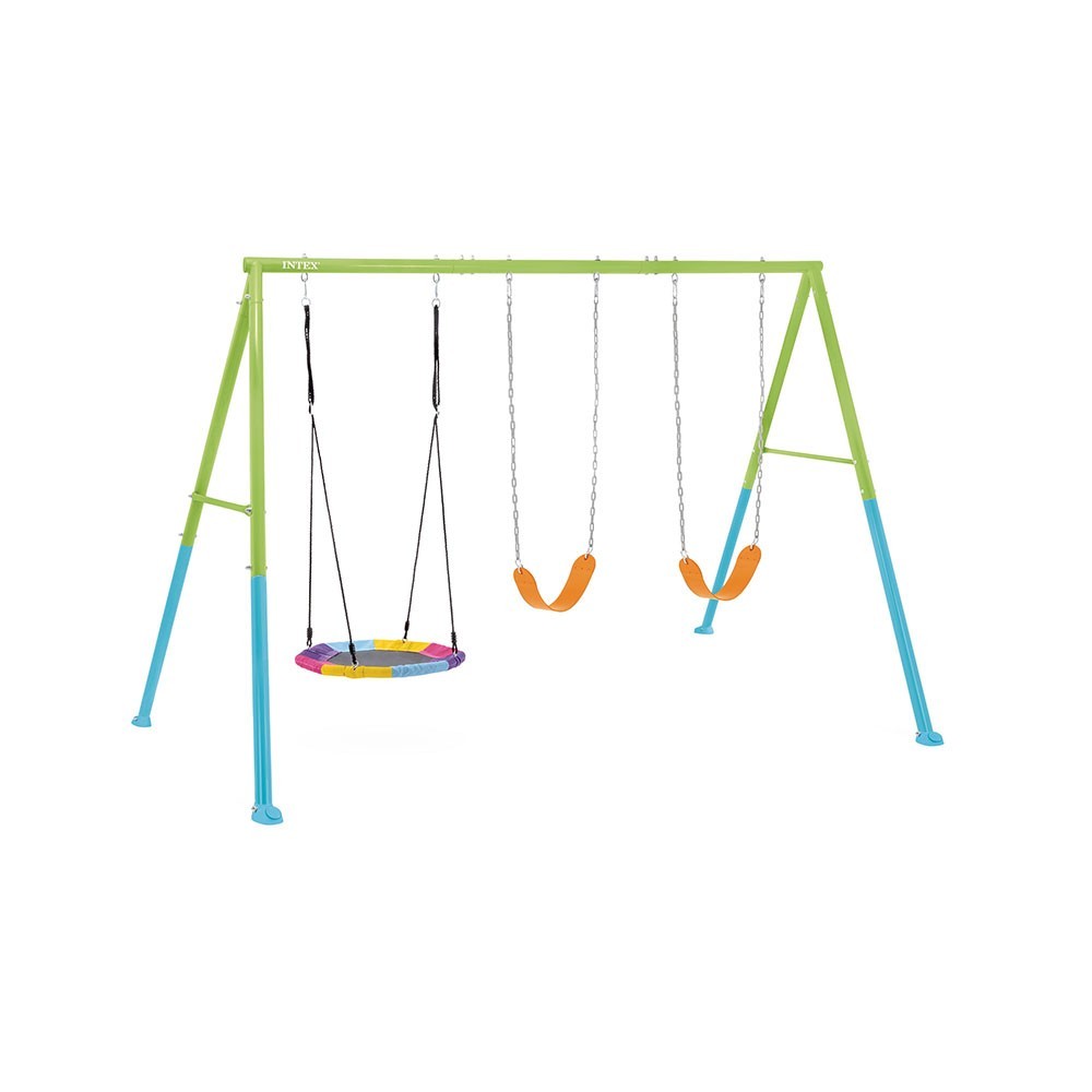 Colorful Swing Set With 3 Bird's Nest Pieces & 2 Swings - Medaid International