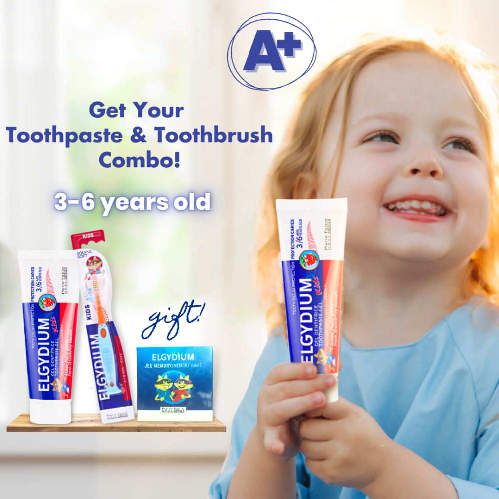 Elgydium Kids Fresh Strawberry Toothpaste Ages 3 To 6 + Elgydium Soft Toothbrush + Gift: Memory Game - Medaid International