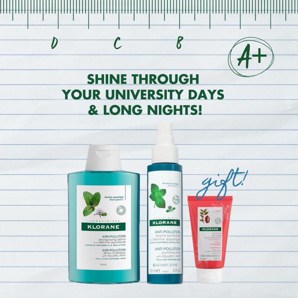 Klorane Aquatic Mint Shampoo 200 ml + Aquatic Mint Mist 100 ml + Free Nourishing Lotion 75 ml - Medaid International