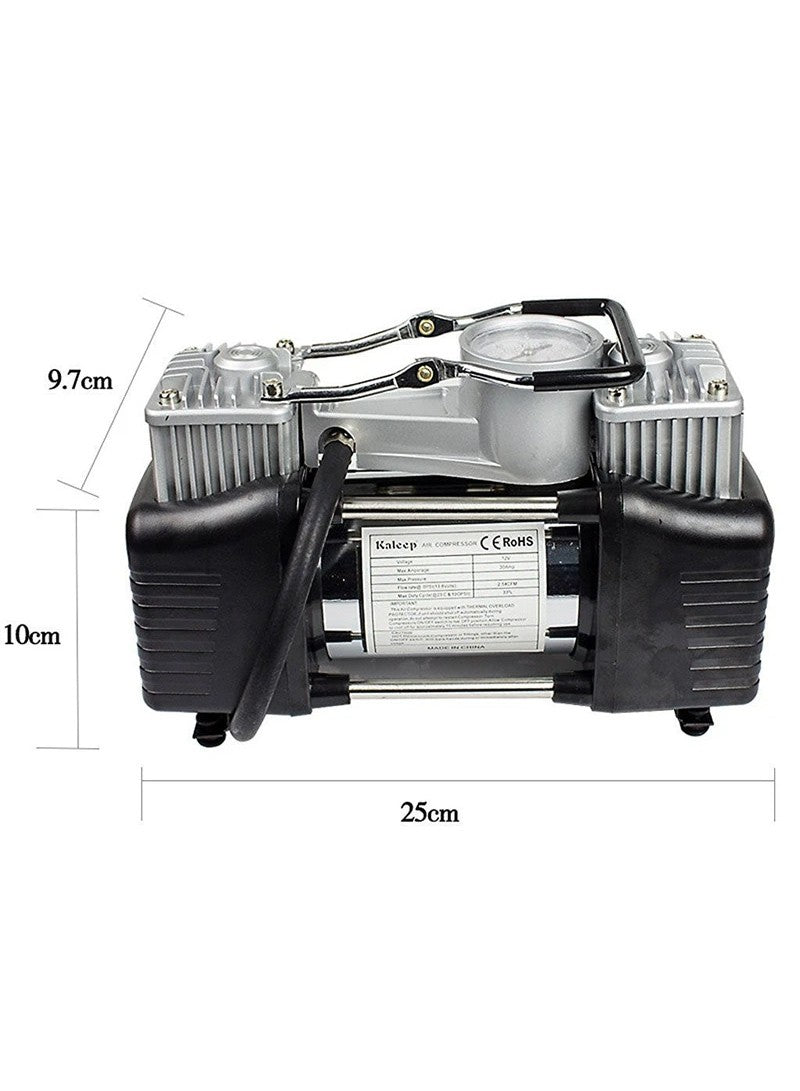 Portable Air Compressor Pump Tire Inflator with Digital Gauge, Heavy Duty Double Cylinder 12V Tire Pump 150 PSI with Tire Repair Kit - Medaid International