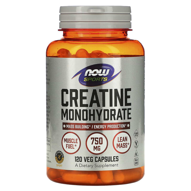 NOW Foods, Sports, Creatine Monohydrate, 4,500 mg, 120 Veg Capsules (750 mg per Capsule) - Medaid International