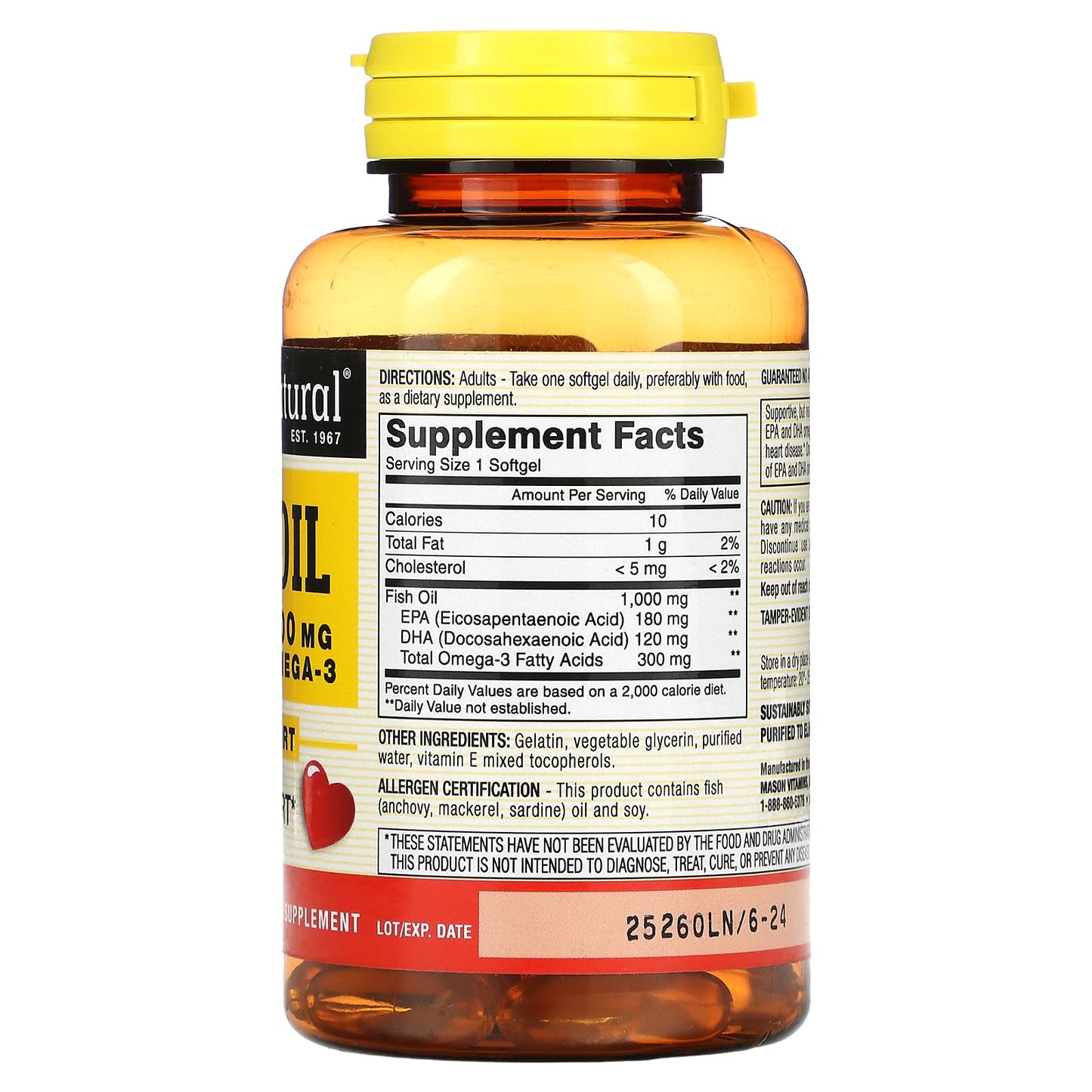 Mason Natural, Fish Oil, 1,000 mg, 60 Softgels - Medaid International