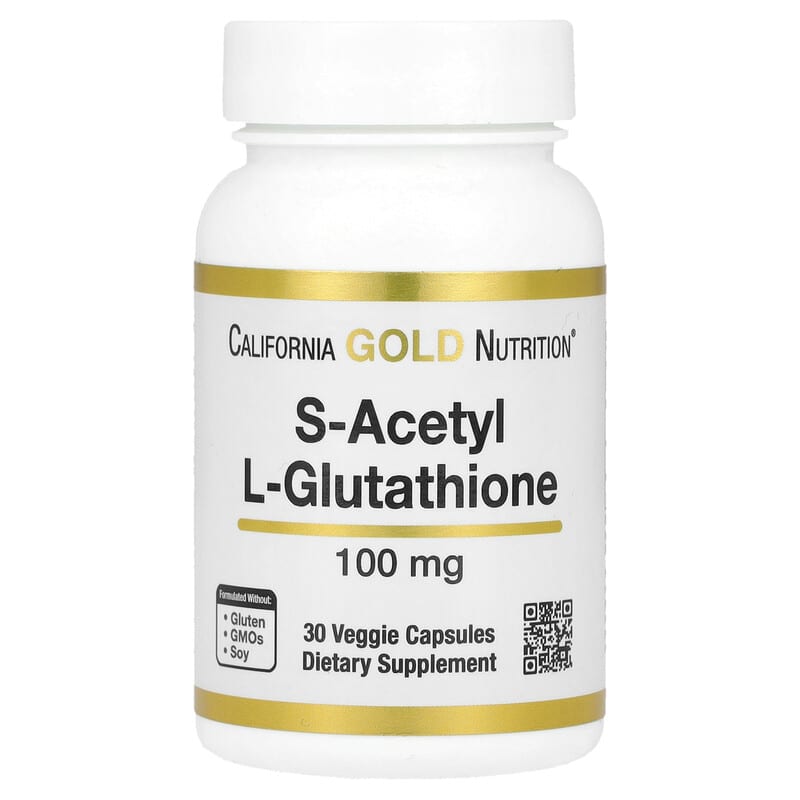California Gold Nutrition, S-Acetyl L-Glutathione, 100 mg, 30 Veggie Capsules - Medaid International