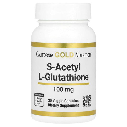California Gold Nutrition, S-Acetyl L-Glutathione, 100 mg, 30 Veggie Capsules - Medaid International