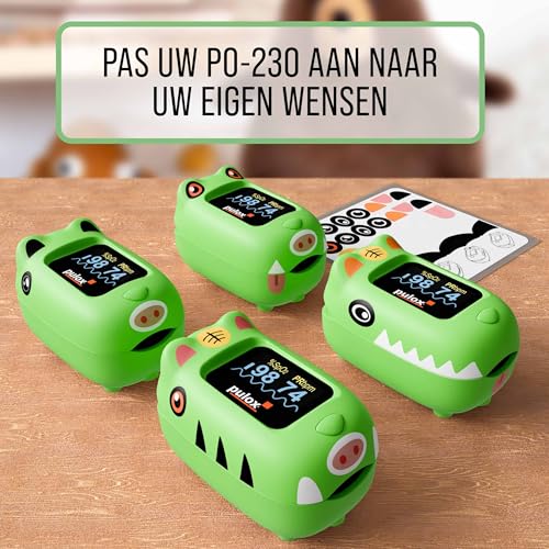 Pulox - Children's Pulse Oximeter PO-230 in Green with Stickers, Measures Oxygen Saturation & Heart Rate