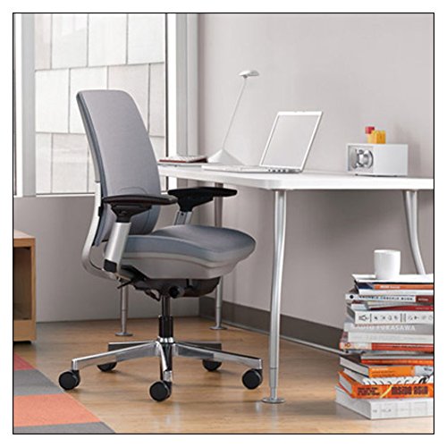 Steelcase Amia Ergonomic Office Chair with Adjustable Back Tension and Arms | Flexible Lumbar with Sliding Seat | Black Frame and Buzz2 Black Fabric - Medaid International