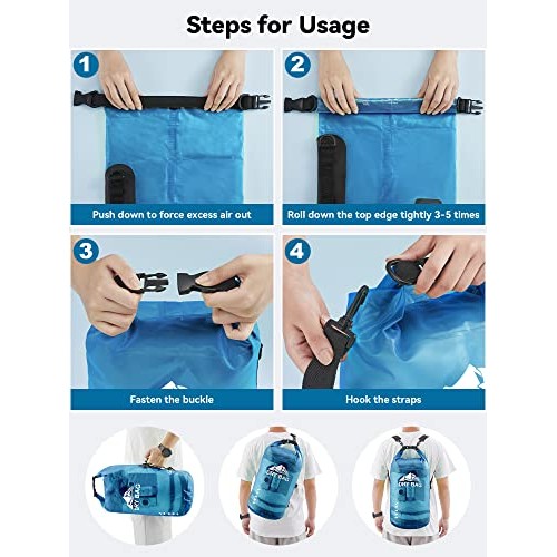 HEETA Dry Bag Waterproof for Women Men, 5L/10L/20L/30L/40L Roll Top Lightweight Dry Storage Bag Backpack with Phone Case for Travel Swimming Boating Kayaking Paddle Board Camping Beach Accessories|B07PLZP5LN