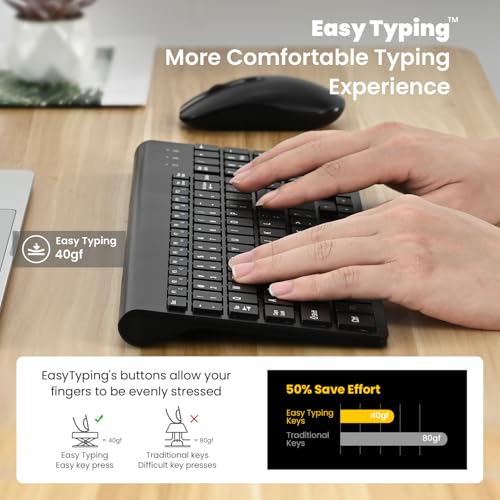 Cimetech - EasyTyping KF10 Wireless Keyboard & Mouse Combo, Silent Keys, Ultra Slim Design