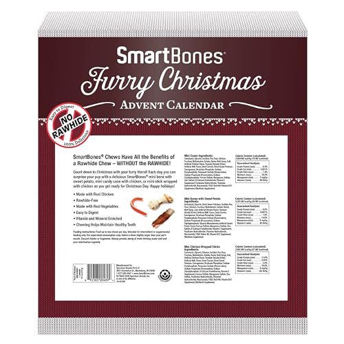 SmartBones Furry Christmas Advent Calendar Chews for Small Dogs, 24 Count, Treat Your Dog to Easy-to-Digest, Rawhide-Free Mini Bones, Candy Canes and Mini Sticks - Medaid International