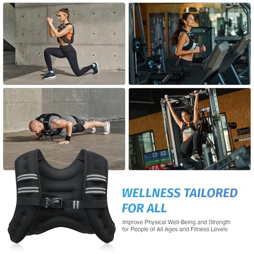 ZELUS Weighted Vest, 6lb/8lb/12lb/16lb/20lb/25lb/30lb Weight Vest with Reflective Stripe for Workout, Strength Training, Running, Fitness, Muscle Building, Weight Loss, Weightlifting|B07518RBH2