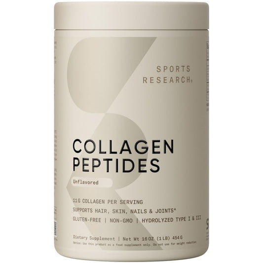 Sports Research Collagen Peptides for Women & Men, Unflavored, 16 oz., Hydrolyzed Type 1 & 3 Collagen Powder Protein Supplement for Healthy Skin, Nails, Bones & Joints - Medaid International