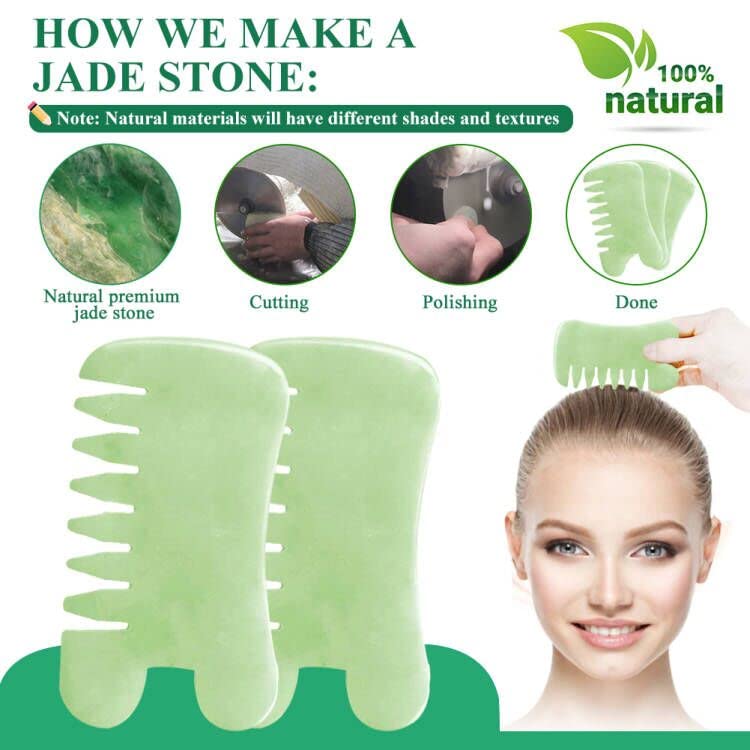EQLEF Massage Scraping Tools with Jade Body Comb SPA Acupuncture Therapy Point Treatment on Face Arm Foot for Gua Sha - Medaid International