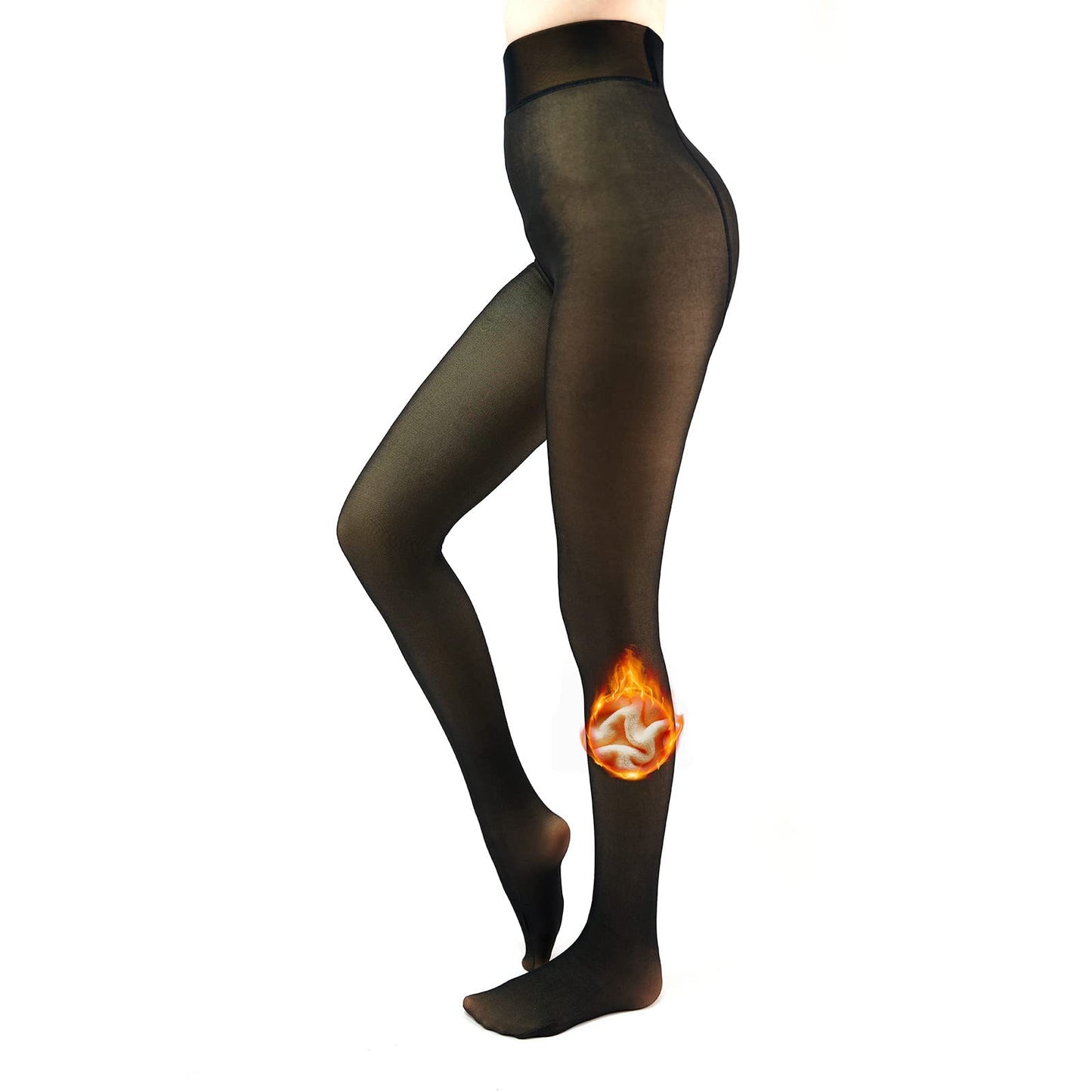 X-CHENG Fleece Lined Tights Sheer Women - Fake Translucent Warm Pantyhose Leggings Sheer Thick Tights for Winter - Medaid International