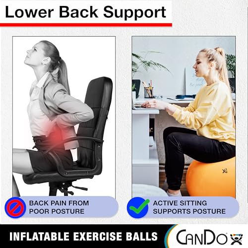 CanDo - Blue Non-Slip PVC Inflatable Exercise Ball, 12" Diameter, 300 lbs Capacity