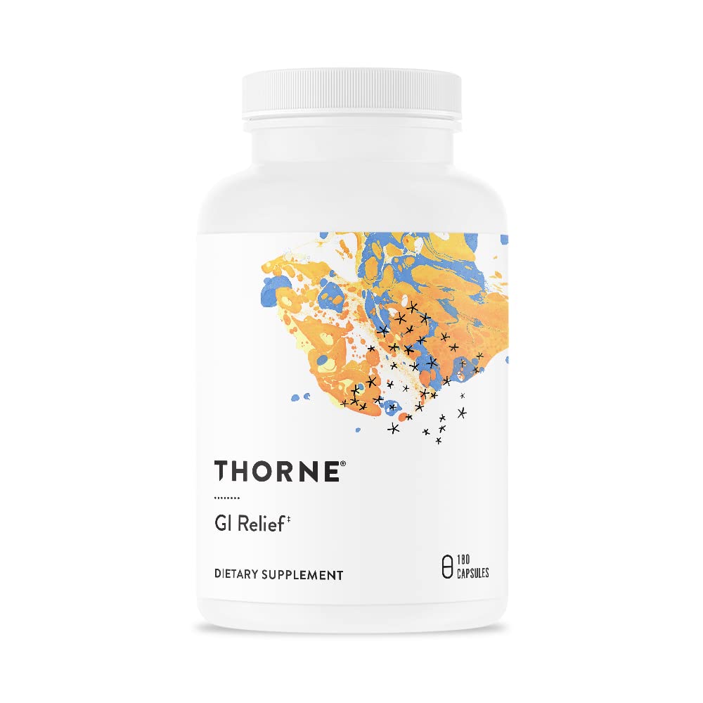 THORNE - GI Relief - Digestion Supplement - Supports Gut Health & Bloating Relief* - Formulated with Marshmallow Root, Aloe Vera Gel, DGL & Slippery Elm Bark - 180 Capsules - 90 Servings - Medaid International
