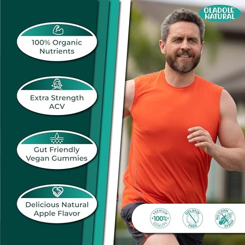 Oladole Apple Cider Vinegar Gummies with Mother - 60 Gummies | Delicious ACV Supplement for Weight Management, Digestion, Detox, Immune Health | Enriched with Vitamin B12, B9, Pomegranate, Beetroot - Medaid
