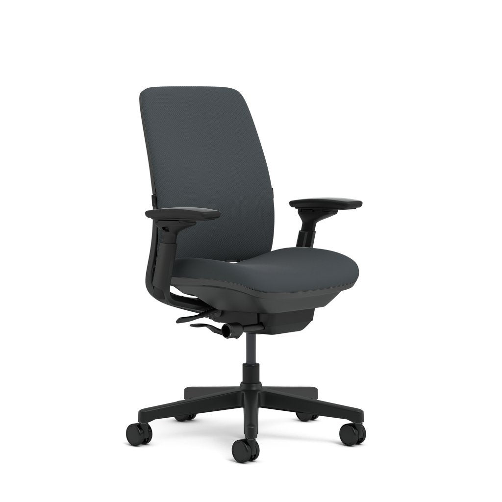Steelcase Amia Task Chair: Black 3D Knit Back - Black Frame/Base - 4D Adjustable Arms - Standard Carpet Casters - Medaid International