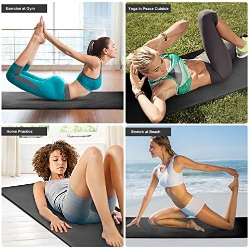 SKY-TOUCH Yoga Mat Non Slip, Yoga Mat with Strap Included 10mm Thick Exercise Mat Ideal for HiiT, Pilates, Yoga and Many Other Home Workouts - Medaid