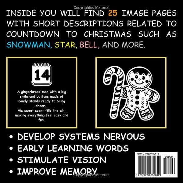 My First Advent Calendar: High Contrast Baby Book with Black and White Christmas Images to Develop Newborn Eyesight | Visual Stimulation gift for Infants (High Contrast Baby Books about Holidays) - Medaid International