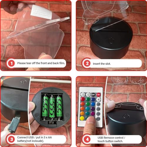 Lilo And Stitch - 3D Stitch Night Light With Remote Control, 16 Colors LED Lamp