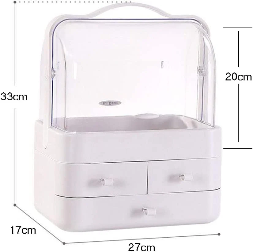 Dustproof Makeup Organizer with 3 Drawers – Waterproof Cosmetic Storage Box - Medaid International