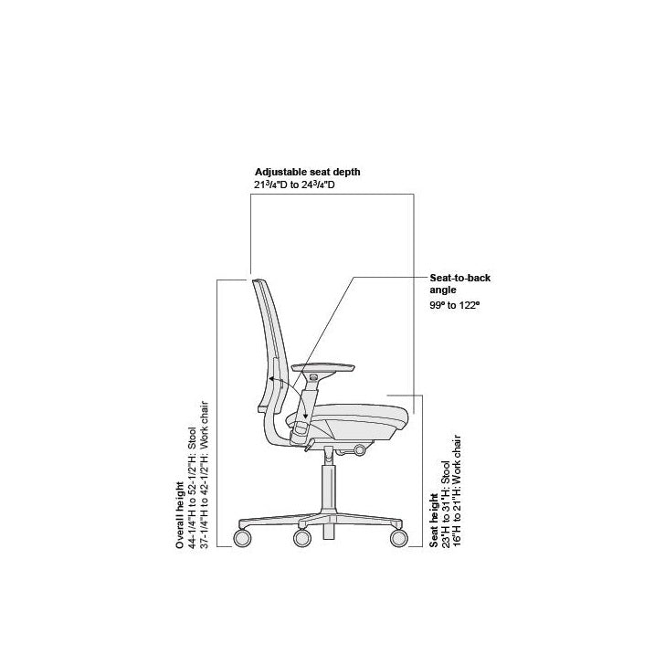Steelcase Amia Task Chair: Black Frame/Polished Aluminum Base - 4 Way Adjustable Arms - Hard Floor Casters - Medaid International