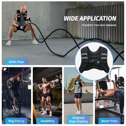 ZELUS Weighted Vest, 6lb/8lb/12lb/16lb/20lb/25lb/30lb Weight Vest with Reflective Stripe for Workout, Strength Training, Running, Fitness, Muscle Building, Weight Loss, Weightlifting|B07518RBH2
