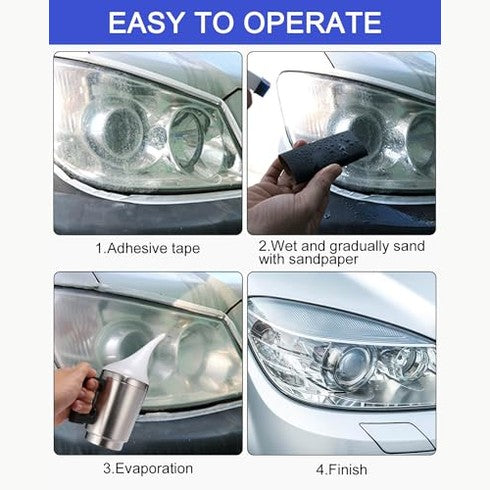 Leazzle - Headlight Polishing Set with 200ml Repair Fluid & Yellowing Removal