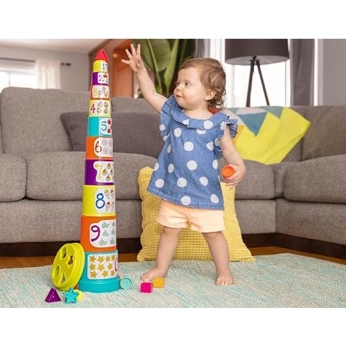 Battat – Nesting Sorter Set – 19 Pieces Stacking Bucket Sort Set – 10 Cups & 8 Shapes – Educational & Dexterity Toys – 18+ Months – Sort & Stack - Medaid International