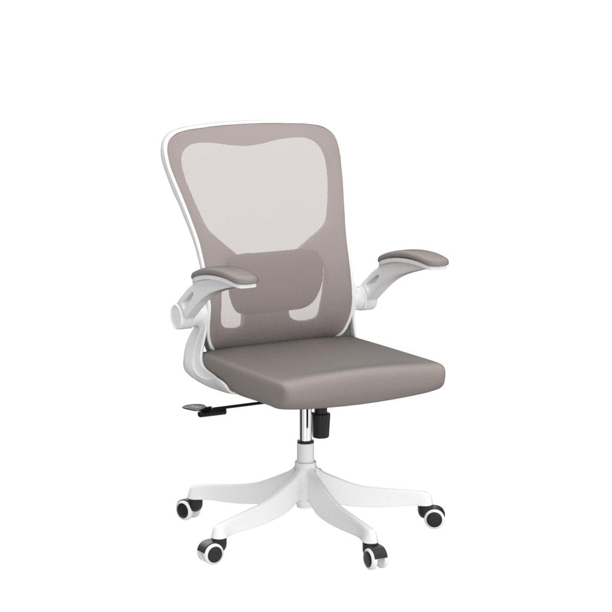 Monhey Office Chair Ergonomic Desk Chair with Lumbar Support&Headrest&Flip-up Arms Height Adjustable Rocking Swivel High Back Computer Chair Warm Taupe Mesh Study Chair (01Khaki) - Medaid International