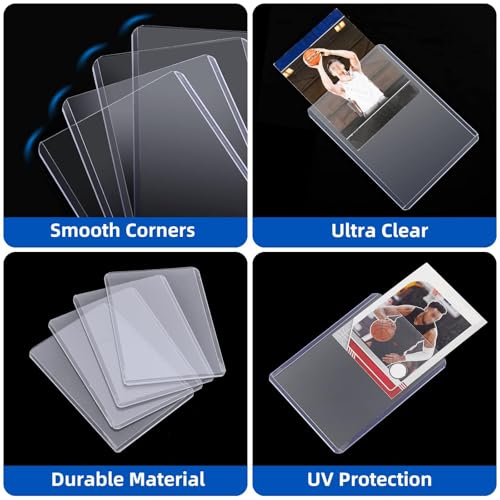 400 Card Sleeves Top Loaders for Cards, Arjiekwei 3"X4" Baseball Card Protectors Hard Plastic, Premium Toploaders Card Holder for Trading Sports Football Game Cards(200 Top Loaders + 200 Card Sleeves)|B0B7CJT5SP