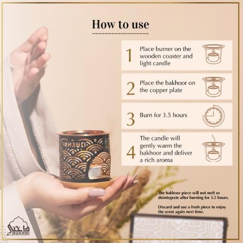 Oud Bakhoor Variety Box & Burner by Dukhni | Arabian Oudh Set with Candle Incense Burner | 20 pcs Arabic bukhoor Incense Bricks, 10 Mixed scents | Islamic, Eid & Ramadan Gifts | Home Fragrance - Medaid International