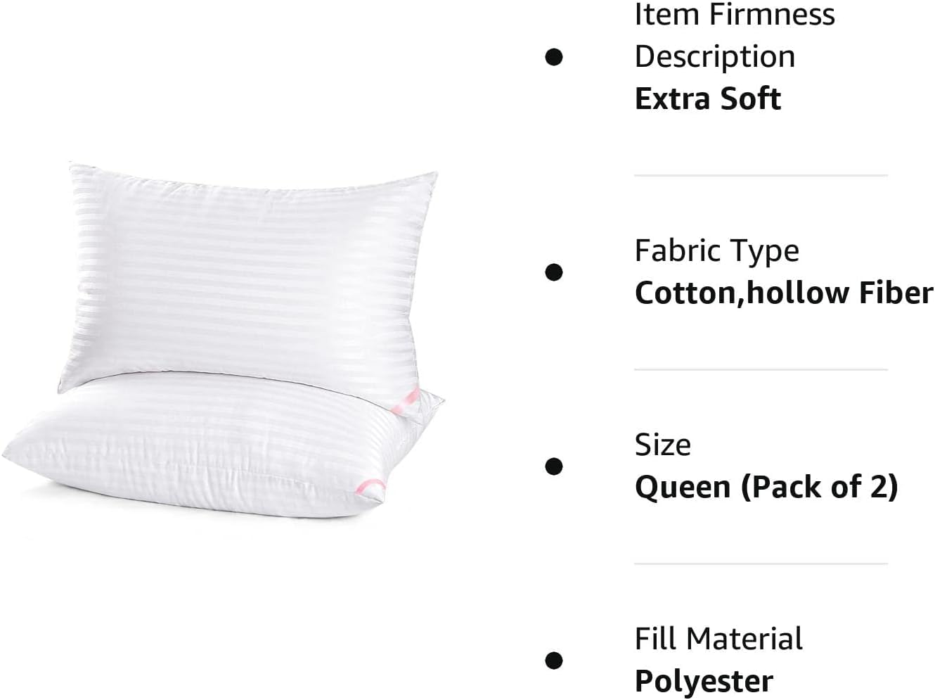 EIUE Hotel Collection Bed Pillows for Sleeping 2 Pack Queen Size,Pillows for Side and Back Sleepers,Super Soft Down Alternative Microfiber Filled Pillows,20 x 30 Inches - Medaid International