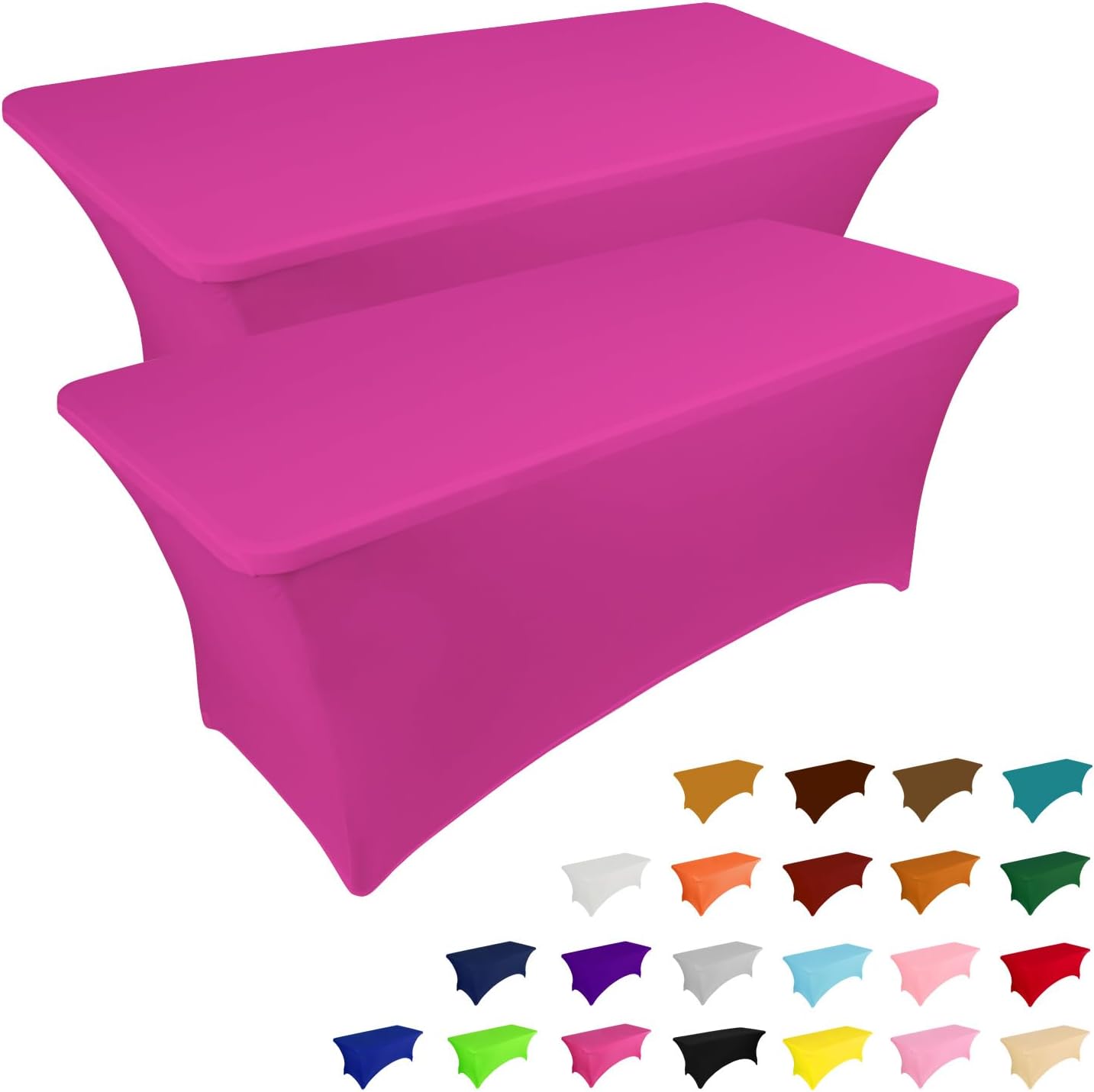 2 Pack 6FT Table Cloth for Rectangular Fitted Events Stretch Black Table Covers Washable Table Cover Spandex Tablecloth Table Protector for Party, Wedding, Cocktail, Banquet, Festival - Medaid International