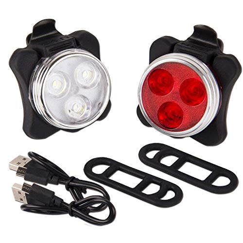Polam-Foto - USB Rechargeable Bike Light Set, Super Bright 120 Lumens, Long-Lasting 650mAh Battery