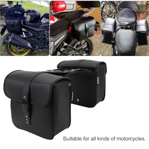 Keenso - Universal PU Leather Motorcycle Saddlebags, Weather-Resistant, High Capacity