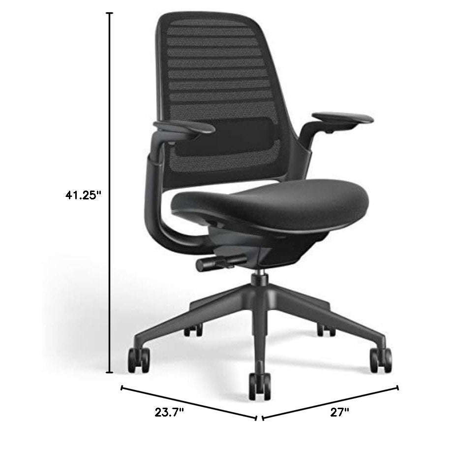 Steelcase Series 1 Office Chair - Ergonomic Work Chair with Wheels for Carpet - Helps Support Productivity - Weight-Activated Controls, Back Supports & Arm Support - Easy Assembly - Licorice - Medaid International