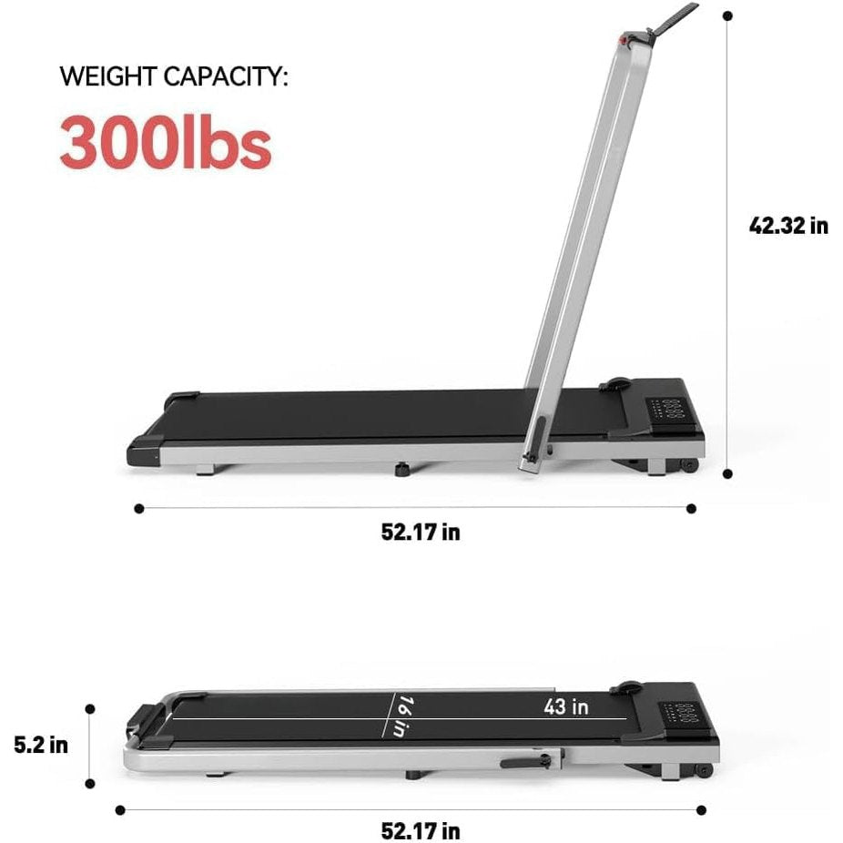 DeerRun Walking Pad Treadmill with Incline and Handle Bar, 3 in 1 Foldable Treadmills for Home Small Office, 300lbs Portable Compact Under Desk Treadmill with App - Medaid International
