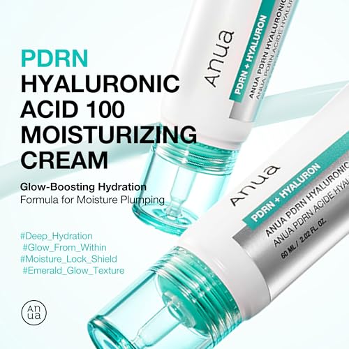 ANUA PDRN Hyaluronic Acid 100 Moisturizing Cream, Lightweight Hydrating Moisturizer with Salmon PDRN, Hyaluronic acid, Collagen for Glass Skin, Korean Skin Care (60ml / 2.02 fl. oz)|B0DWFLY18Y