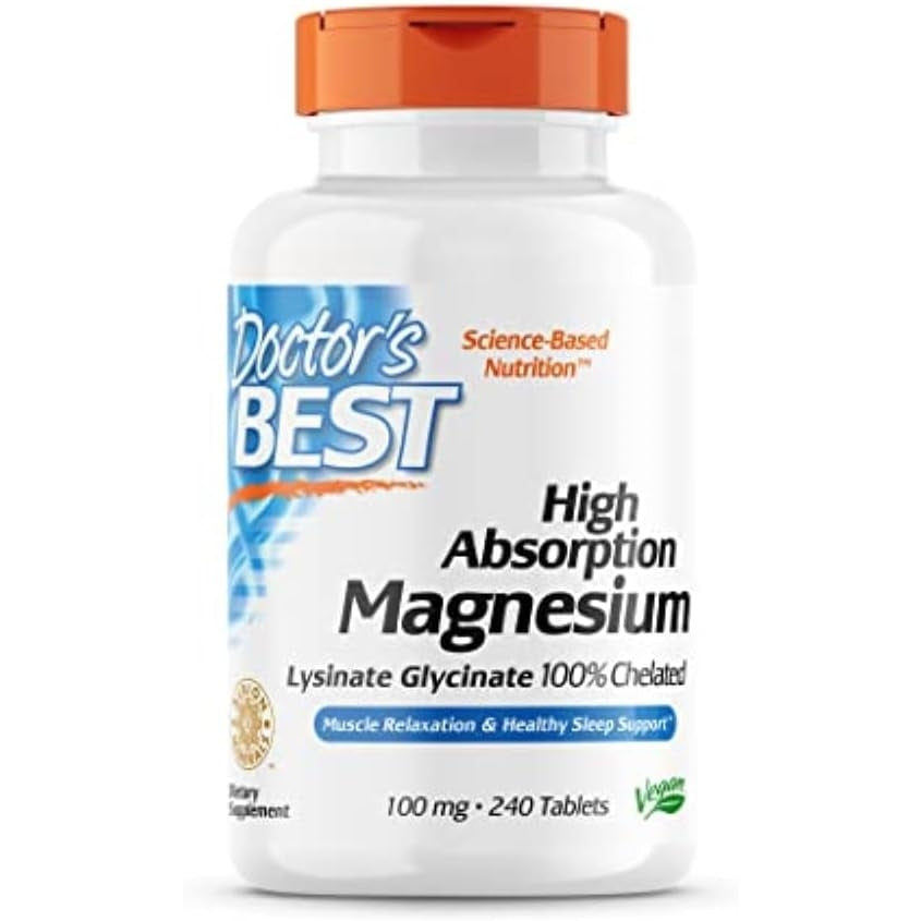 Doctor's Best High Absorption Magnesium Glycinate Lysinate, 100% Chelated, Non-GMO, Vegan, Gluten & Soy Free, 100 mg, 240 Count - Medaid