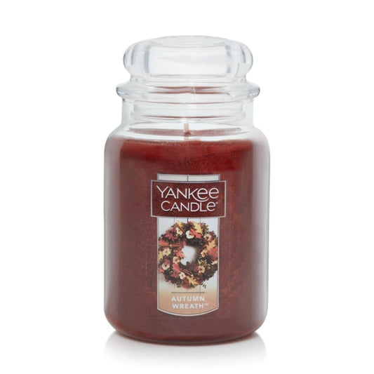 Yankee Candle Autumn Wreath Scented Classic 22oz Large Jar Single Wick Aromatherapy Candle Over 110 Hours of Burn Time Fall Fragrance Perfect for gifting - Medaid International